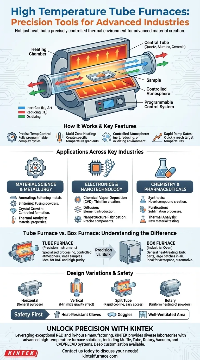 Quais indústrias usam comumente fornos tubulares de alta temperatura? Essencial para Ciência dos Materiais, Eletrônicos e Mais Guia Visual