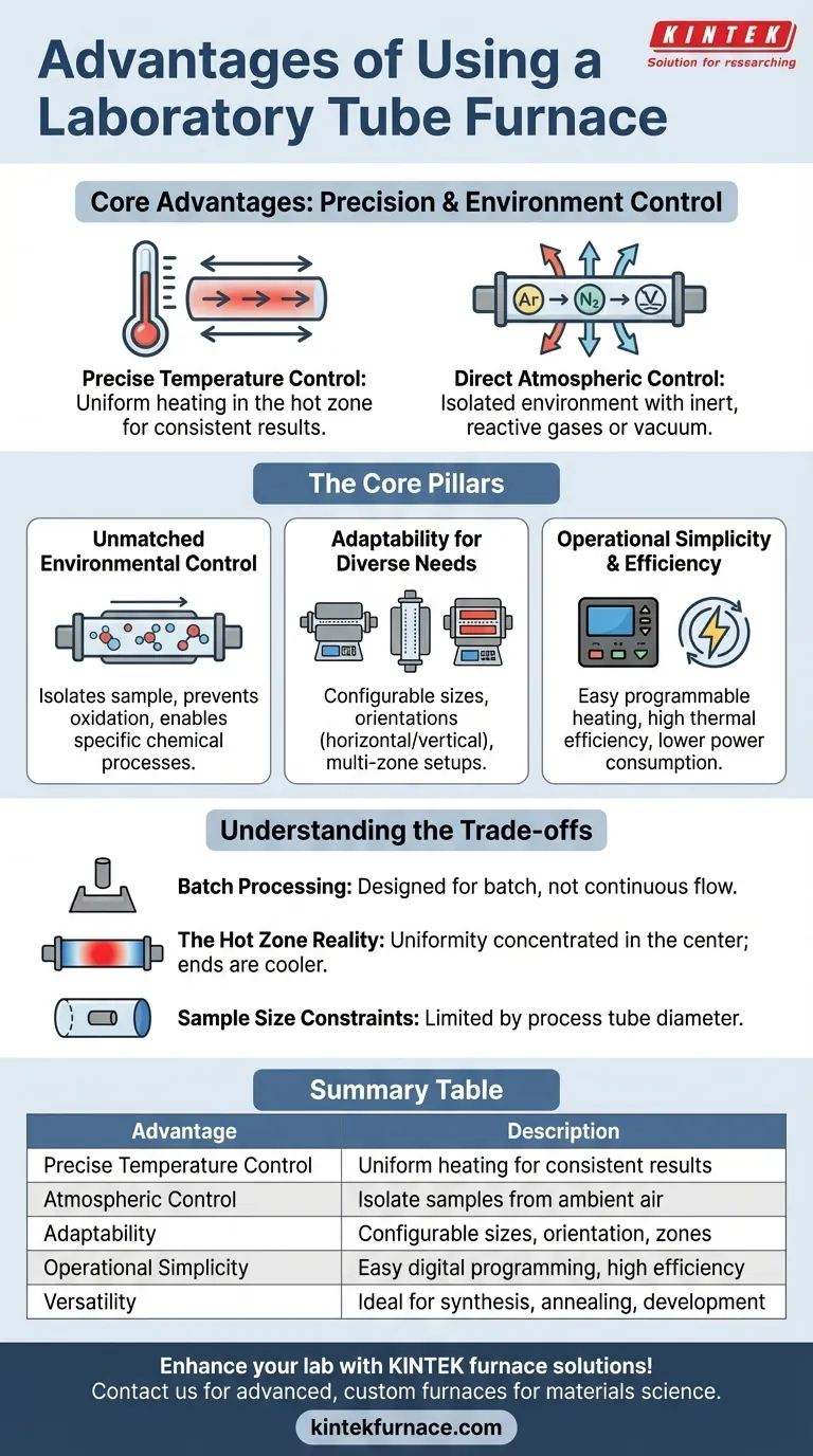 Quais são as vantagens de usar um forno tubular de laboratório? Alcançar controle preciso de temperatura e atmosfera Guia Visual
