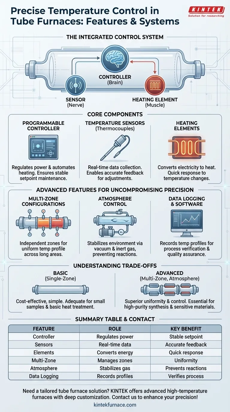 What features ensure precise temperature control in tube furnaces? Discover the Key Components for Accuracy Visual Guide