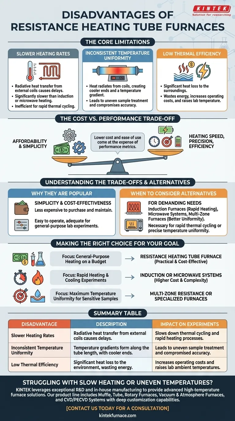 What are the disadvantages of resistance heating tube furnaces? Slow Heating, Uneven Temperatures, Low Efficiency Visual Guide