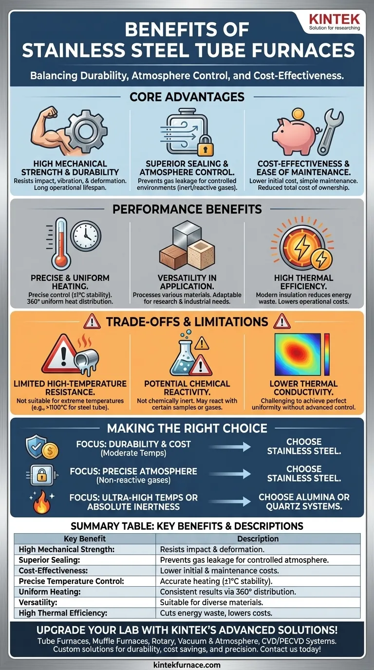 Was sind die Vorteile von Edelstahlrohröfen? Entdecken Sie Langlebigkeit, Kosteneinsparungen & Präzision Visuelle Anleitung
