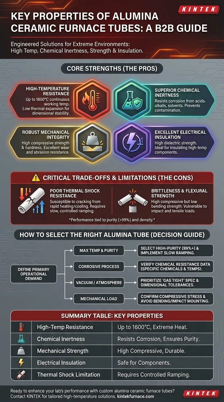 What are the key properties of alumina ceramic furnace tubes? Discover Their High-Temp and Chemical Resistance Visual Guide