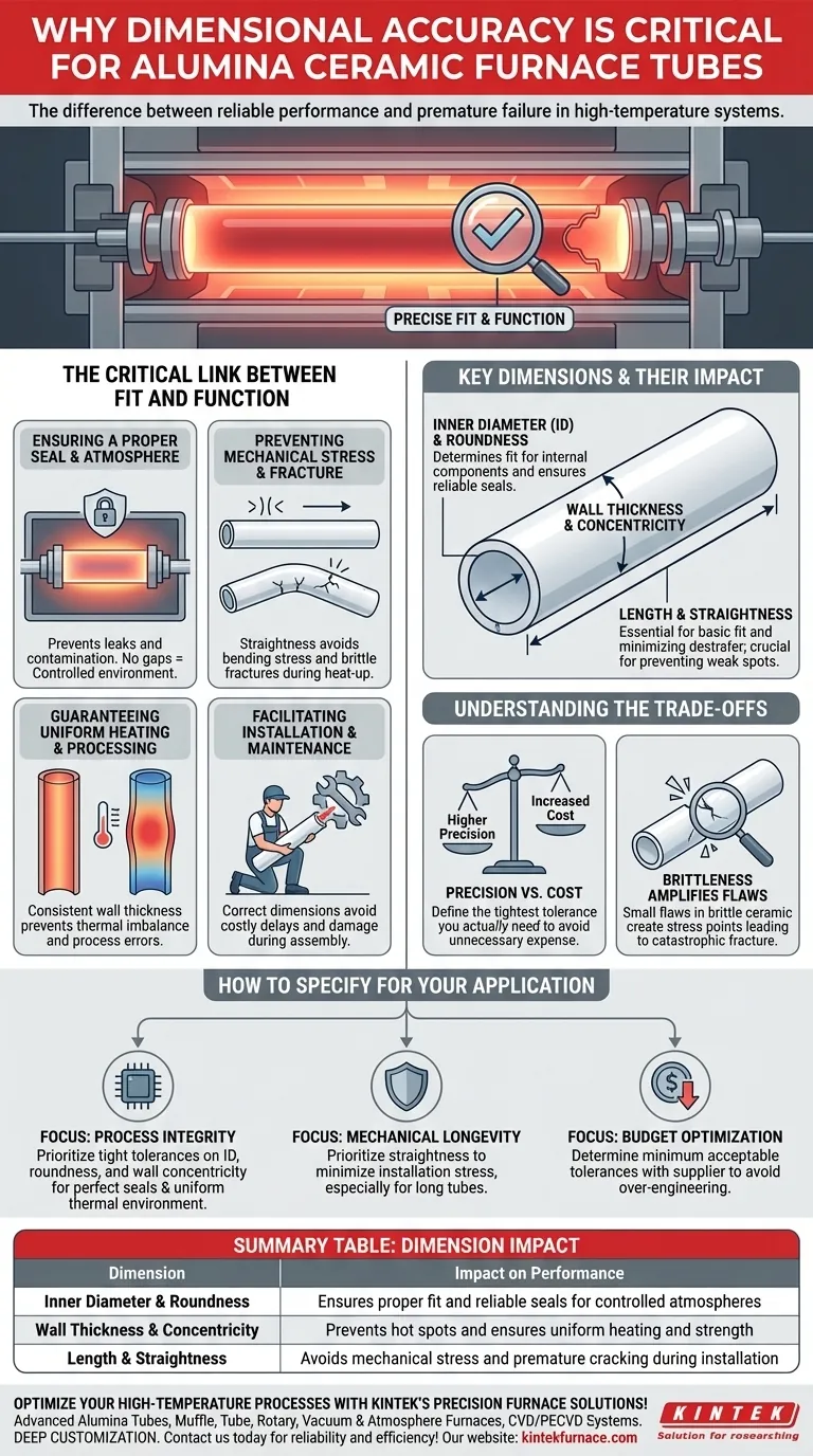 Por que a precisão dimensional é importante para tubos de forno de cerâmica de alumina? Garanta um desempenho confiável em altas temperaturas Guia Visual