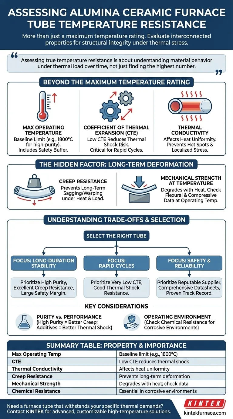 How can the temperature resistance of alumina ceramic furnace tubes be assessed? Ensure Long-Term Reliability in Your Lab Visual Guide
