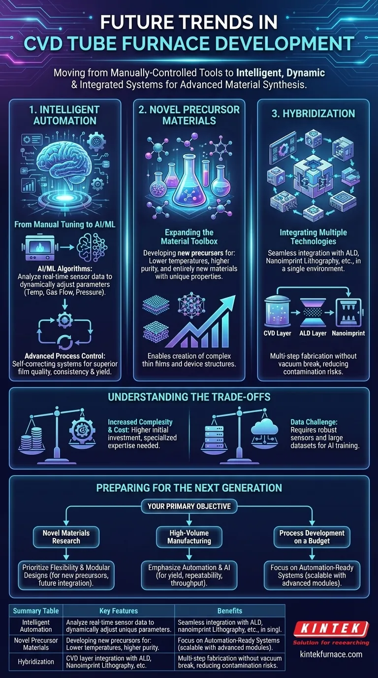 CVD 튜브로의 개발에서 예상되는 미래 동향은 무엇인가요? 더 스마트하고 다재다능한 시스템을 알아보세요 시각적 가이드