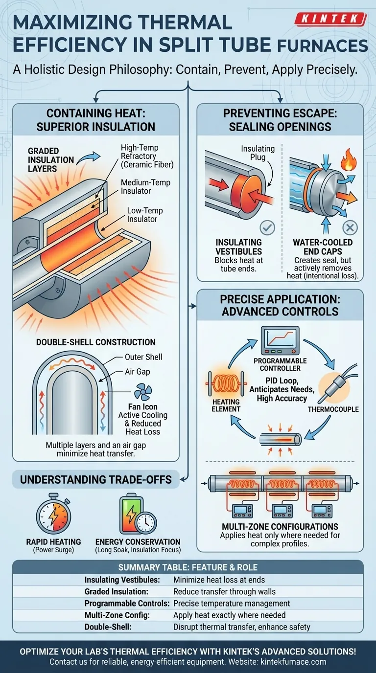 Quais recursos aprimoram a eficiência térmica dos fornos de tubo bipartido? Otimize o Desempenho com Elementos-Chave de Design Guia Visual