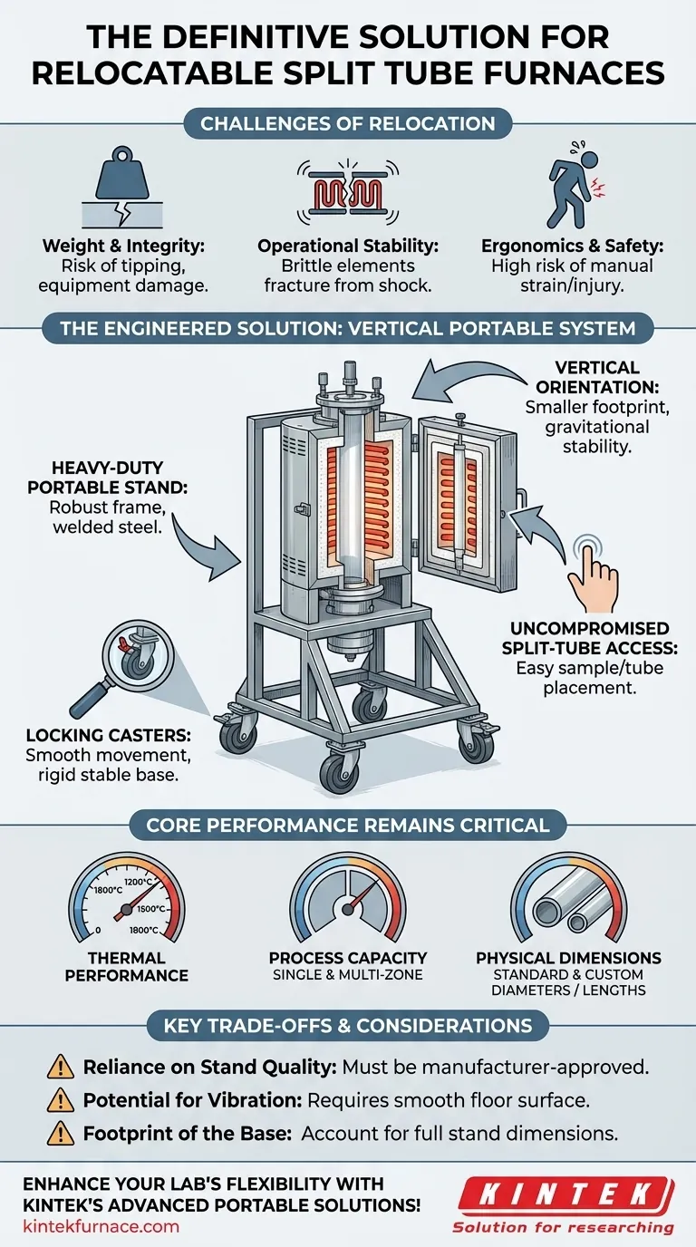 Que opção está disponível para fornos de tubo dividido frequentemente realocados? Descubra a Solução de Suporte Portátil Vertical Guia Visual