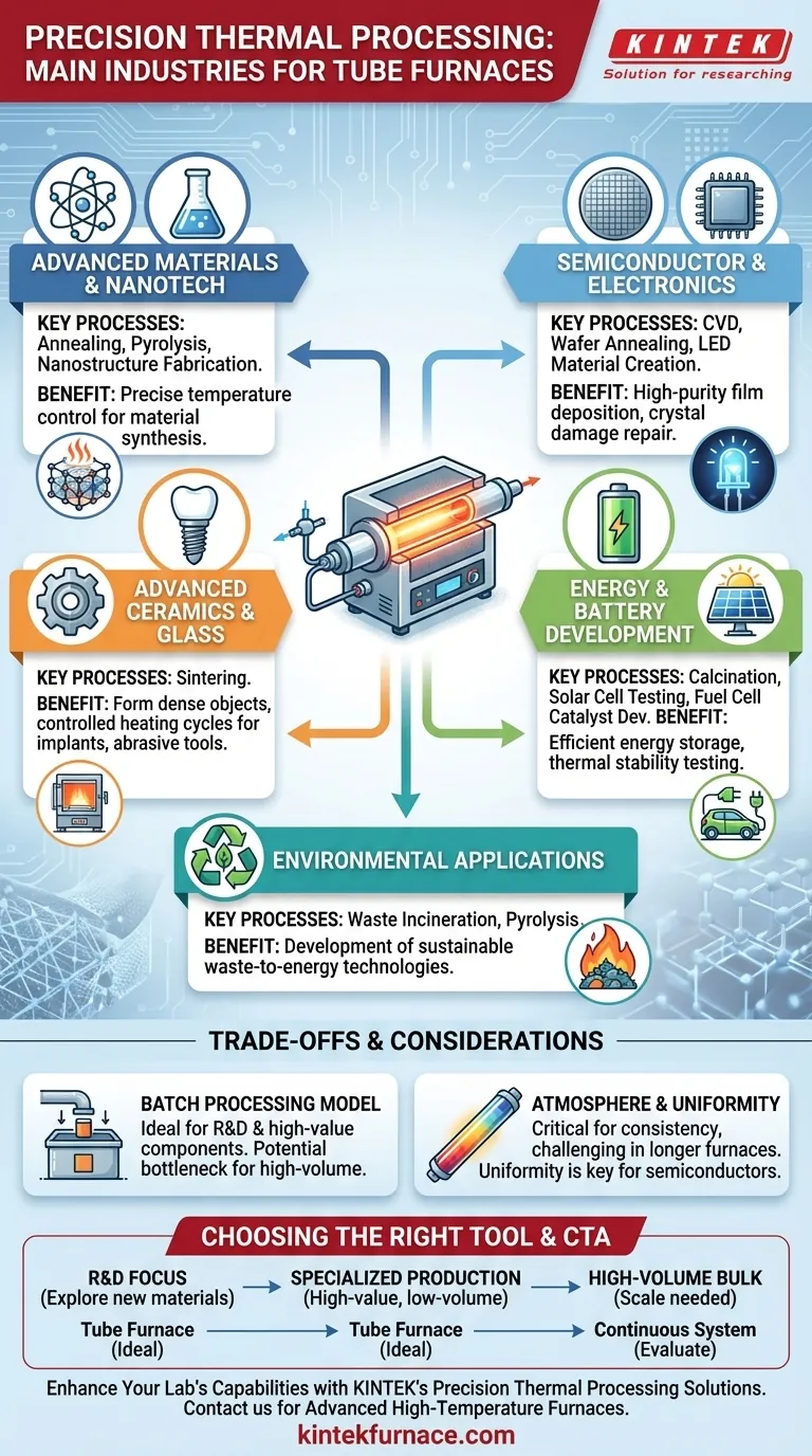 What are the main industries where tube furnaces are used? Essential for Semiconductor, Battery, and Materials R&D Visual Guide