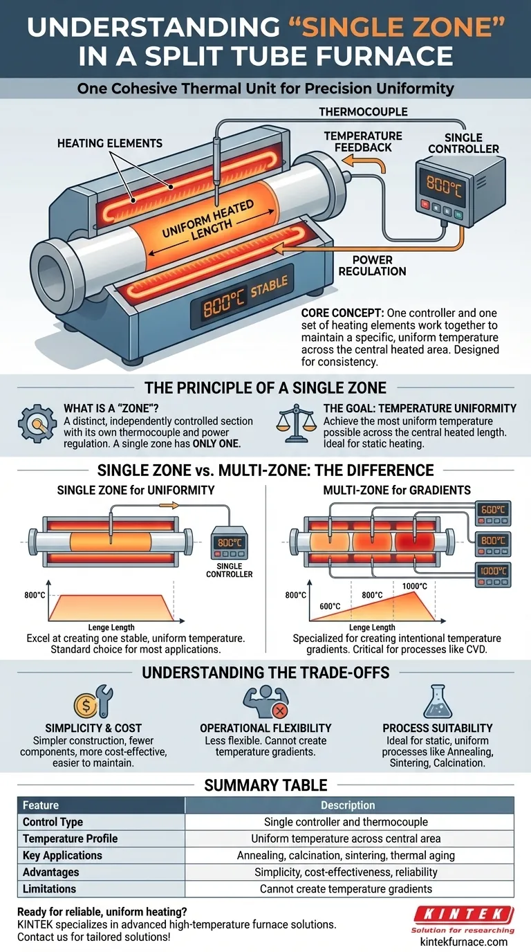 What does 'single zone' mean in a Split Tube Furnace? Unlock Uniform Heating for Your Lab Visual Guide