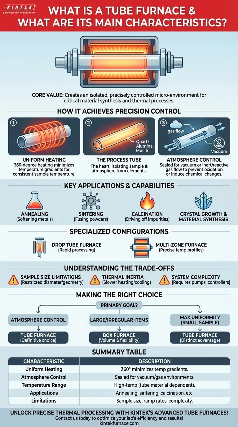 What is a tube furnace and its main characteristics? Discover Precision Heating for Your Lab Visual Guide