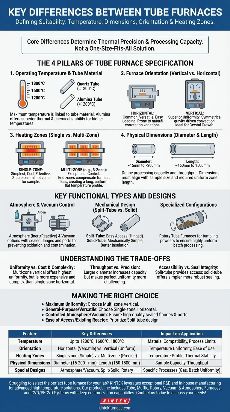 What are the key differences between tube furnaces? Choose the Right One for Your Lab's Needs Visual Guide