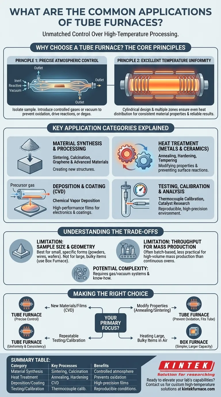 What are the common applications of tube furnaces? Unlock Precision in Material Processing Visual Guide