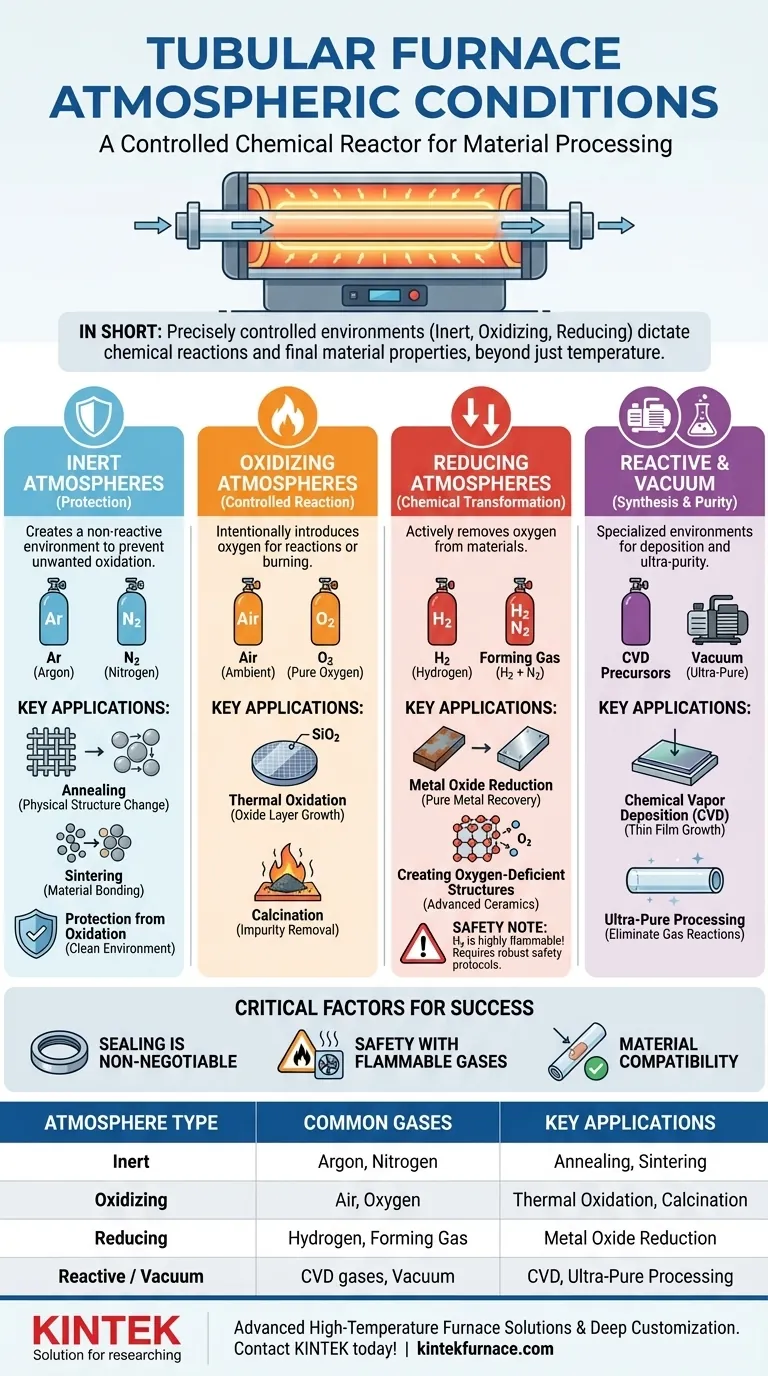 В каких условиях атмосферы могут работать трубчатые печи? Освойте точный контроль для синтеза материалов Визуальное руководство