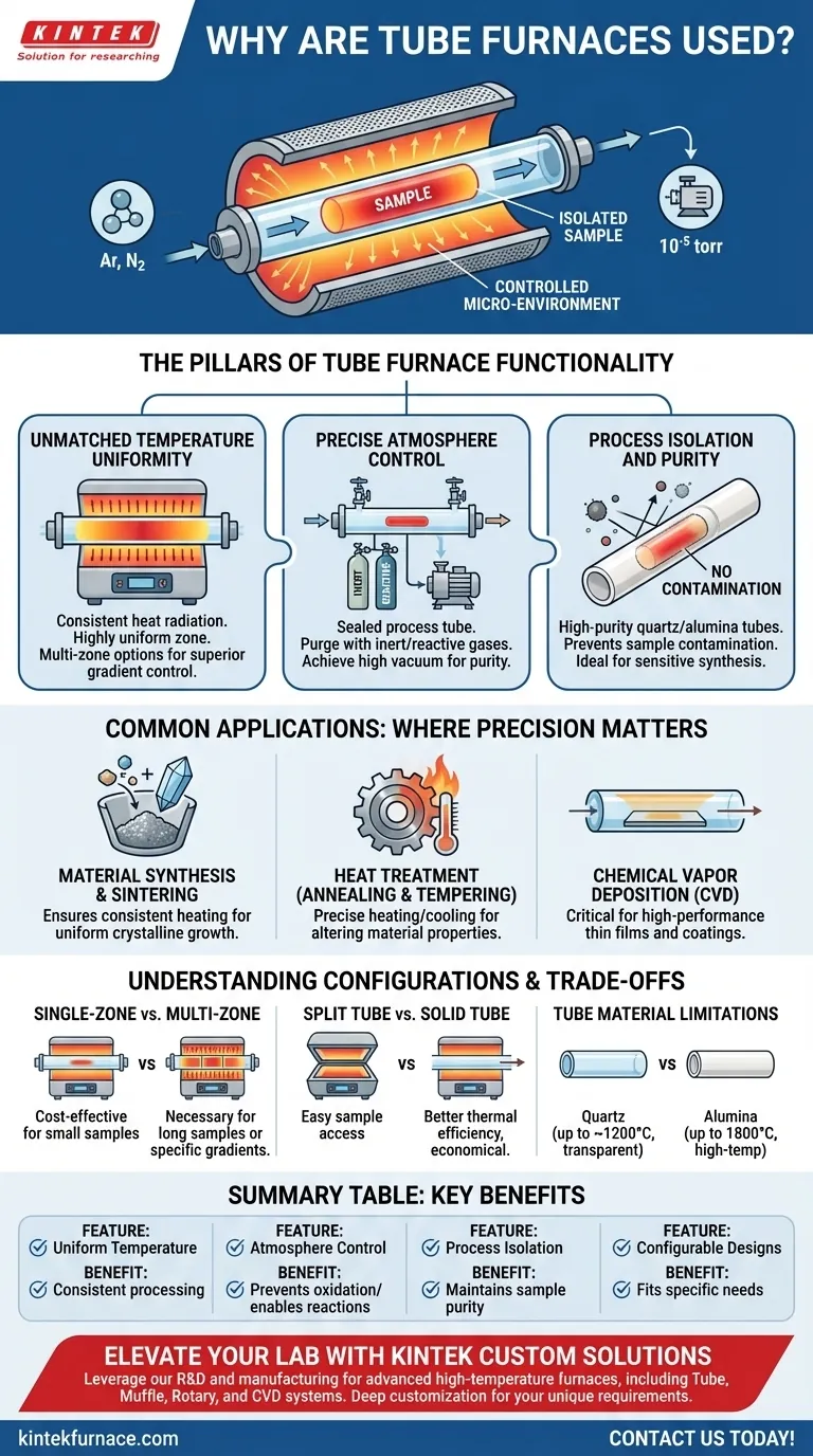 Зачем используются трубчатые печи? Обеспечьте точный нагрев для вашей лаборатории Визуальное руководство