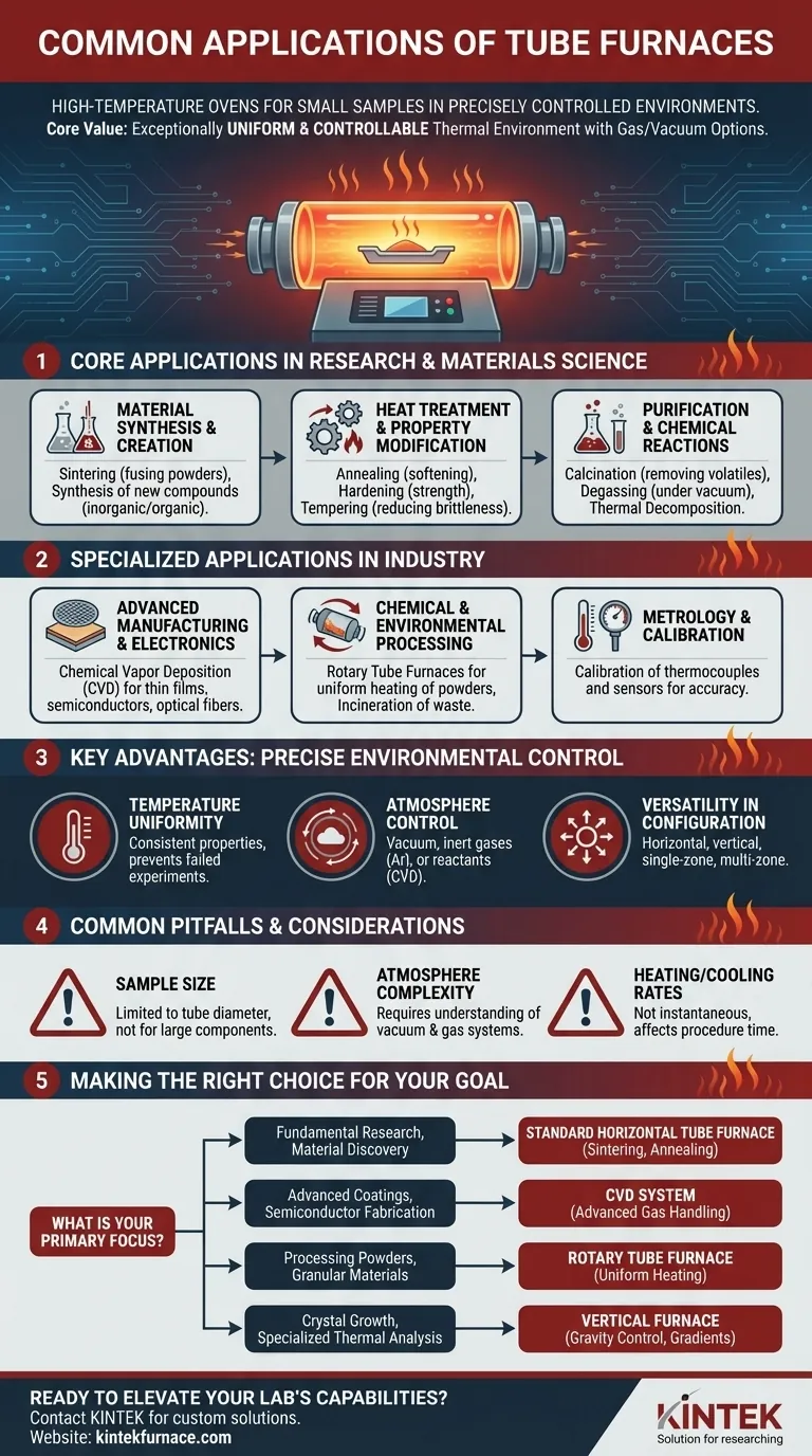 What are common applications of Tube Furnaces? Unlock Precision in Material Synthesis and Heat Treatment Visual Guide