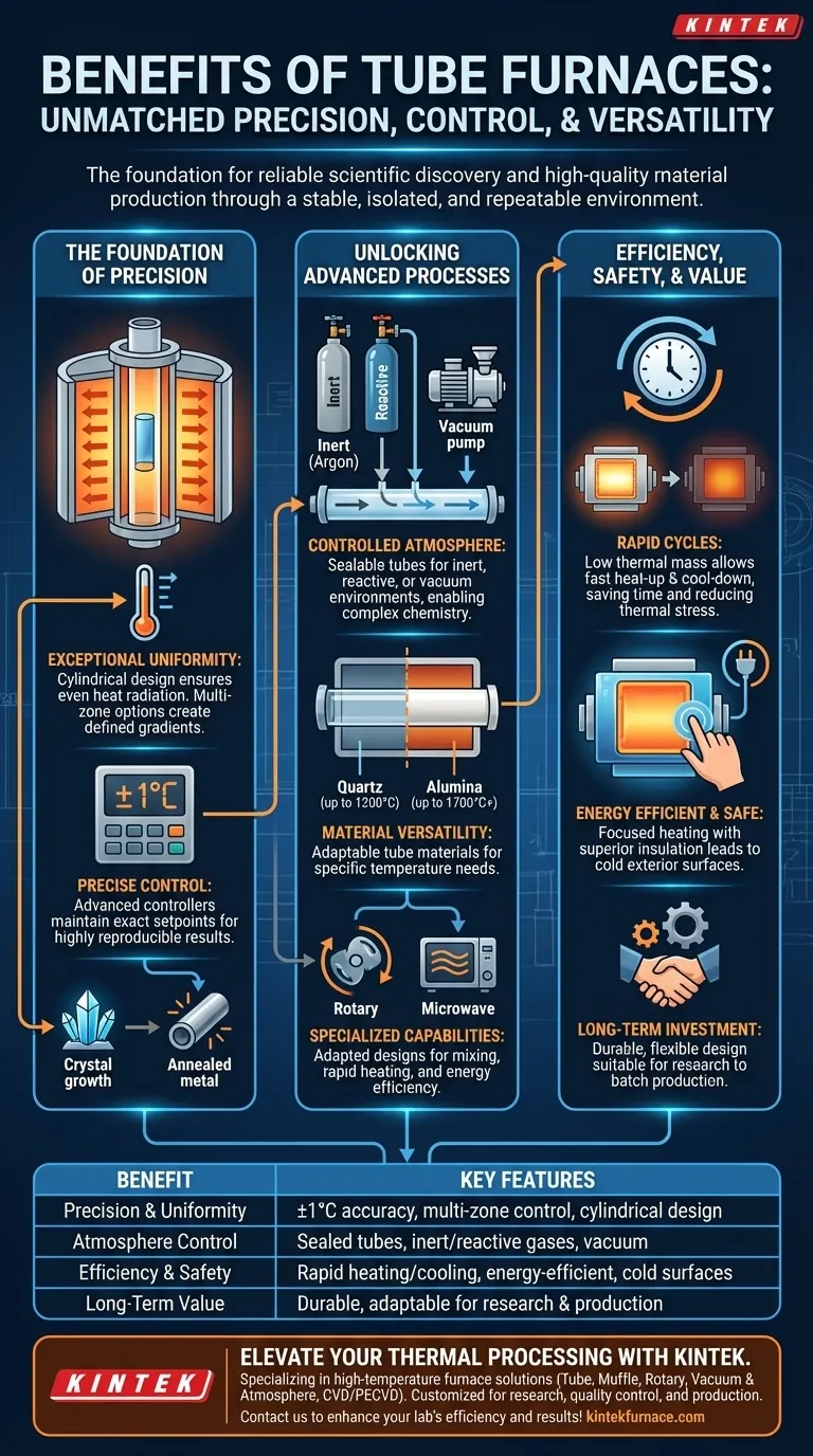 Quais são os benefícios dos Fornos Tubulares? Alcance Precisão, Controle e Versatilidade no Processamento Térmico Guia Visual