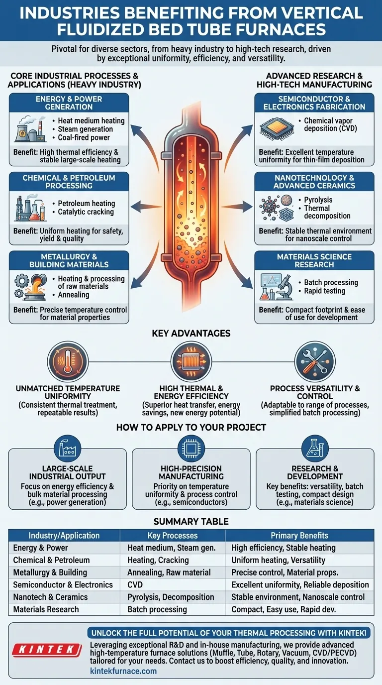 What other industries benefit from vertical fluidized bed tube furnaces? Boost Efficiency in High-Tech and Heavy Sectors Visual Guide