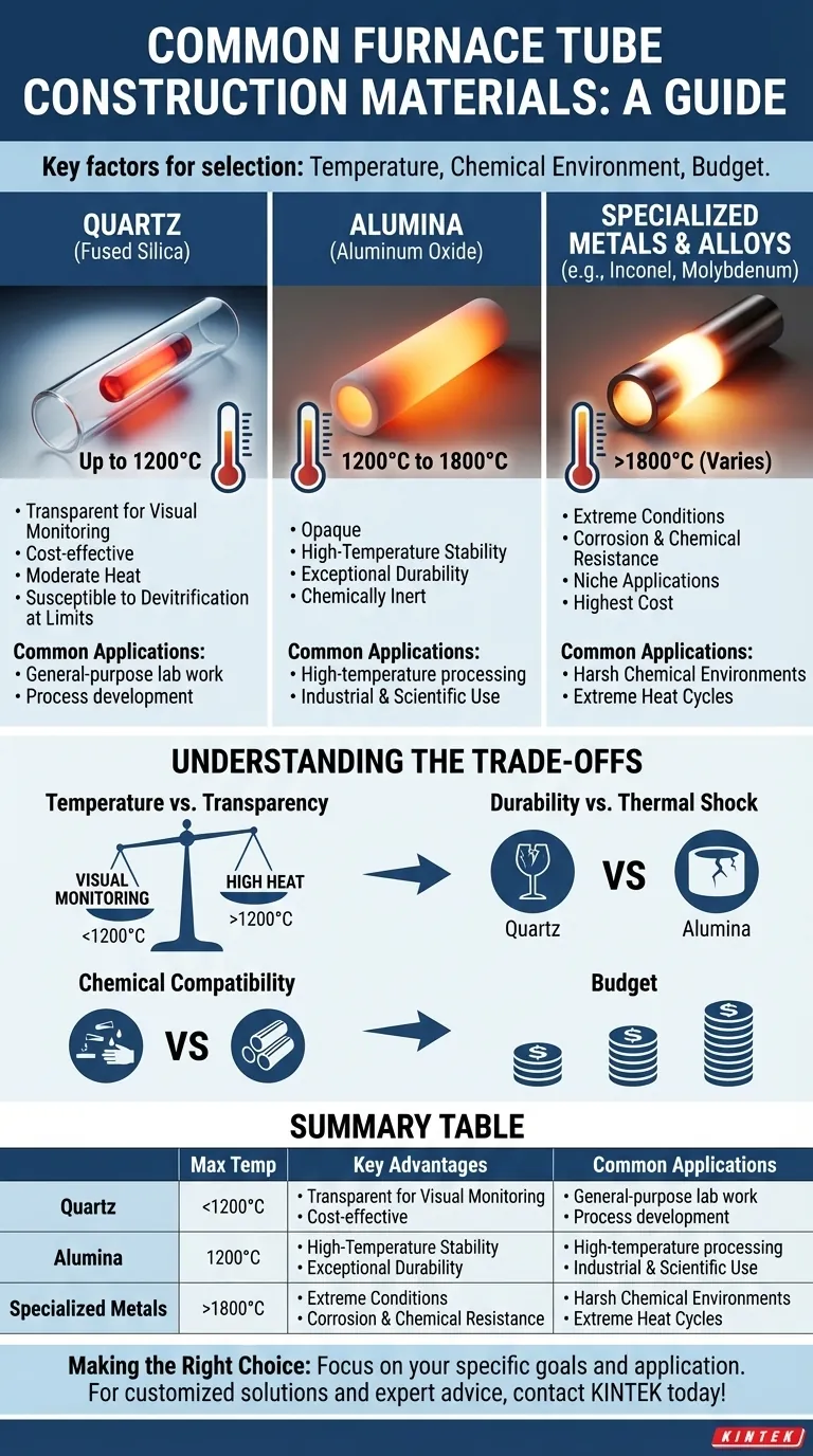 炉管常用的材料是什么？为什么选择这些材料？为您的实验室需求选择合适的炉管 图解指南