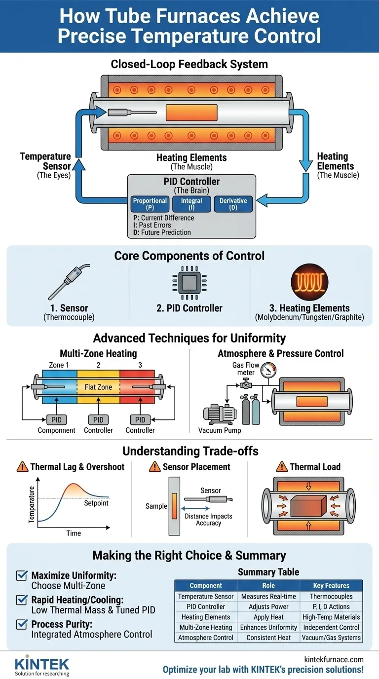 كيف تحقق أفران الأنبوب تحكمًا دقيقًا في درجة الحرارة؟ أطلق العنان للمعالجة الموثوقة بدرجة الحرارة العالية دليل مرئي