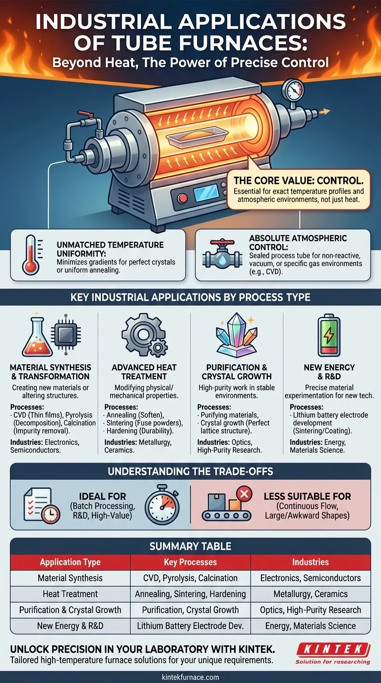 관형로는 어떤 산업 응용 분야에서 일반적으로 사용됩니까? 첨단 제조를 위한 정밀 가열 달성 시각적 가이드