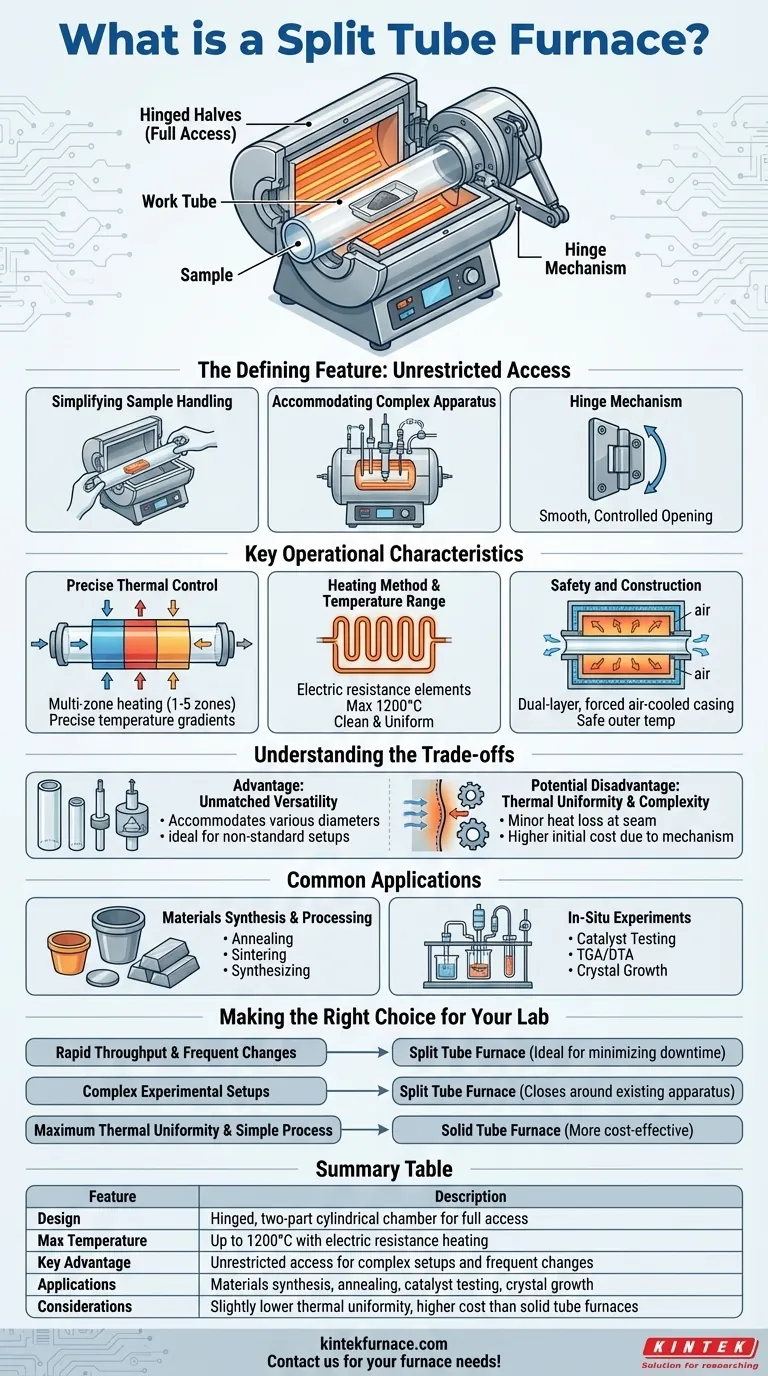 O que é um forno de tubo dividido? Desbloqueie Acesso Fácil para Experimentos Complexos de Laboratório Guia Visual
