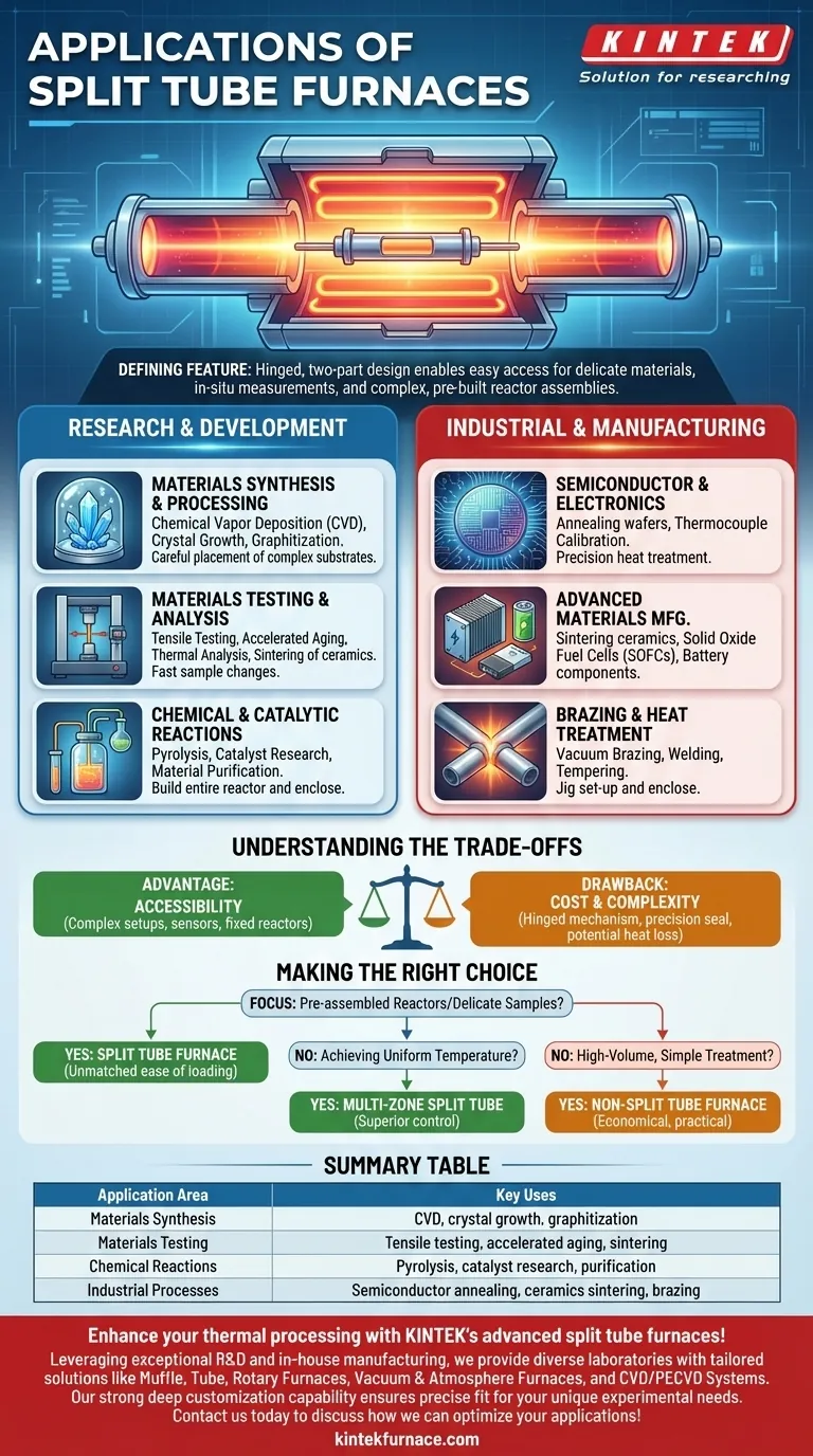 Em que aplicações são comumente utilizados os fornos tubulares bipartidos? Essencial para Processos Térmicos Precisos em Pesquisa e Indústria Guia Visual