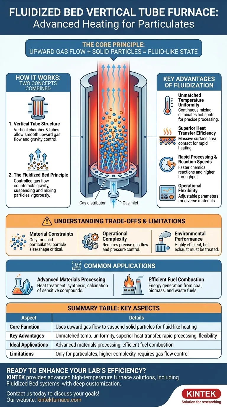 What is a fluidized bed vertical tube furnace? Achieve Superior Heating for Particulate Materials Visual Guide