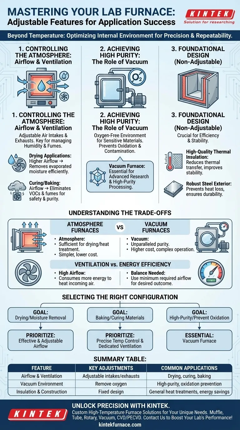 Quali caratteristiche possono essere regolate nei forni da laboratorio in base ai requisiti dell'applicazione? Ottimizza la lavorazione termica del tuo laboratorio Guida Visiva