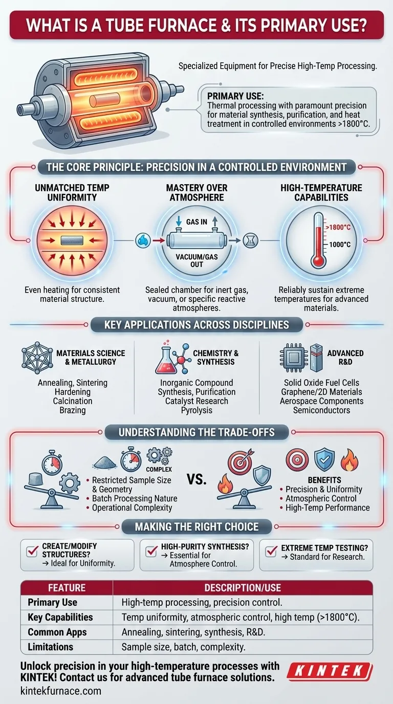 Was ist ein Rohrofen und wofür wird er hauptsächlich verwendet? Erzielen Sie präzise Hochtemperaturverarbeitung für Ihr Labor Visuelle Anleitung