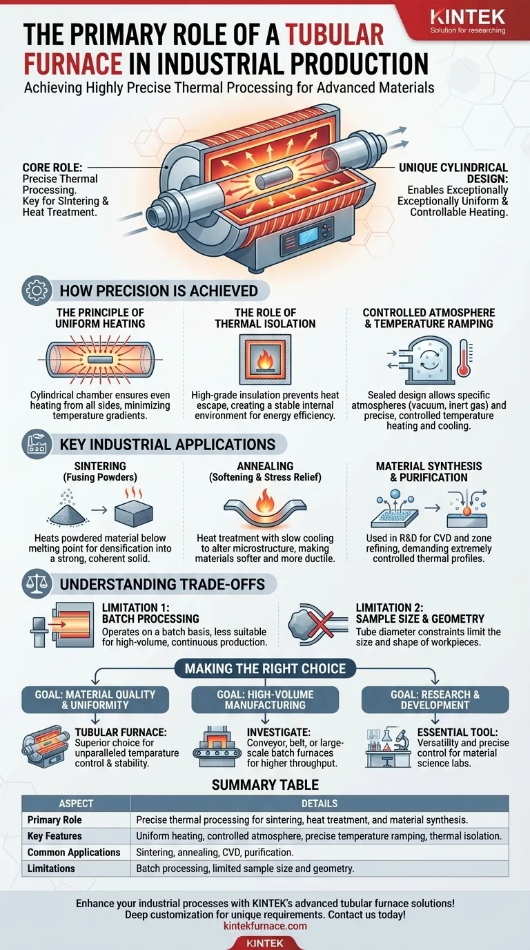 산업 생산에서 관형로의 주요 역할은 무엇입니까? 우수한 재료를 위한 정밀 열처리를 달성하는 것입니다 시각적 가이드