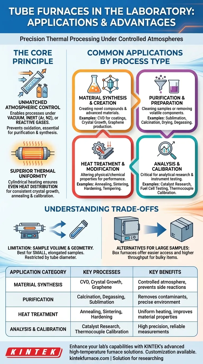 실험실에서 튜브로(Tube Furnace)의 일반적인 응용 분야는 무엇인가요? 재료 가공의 정밀도를 높이세요 시각적 가이드
