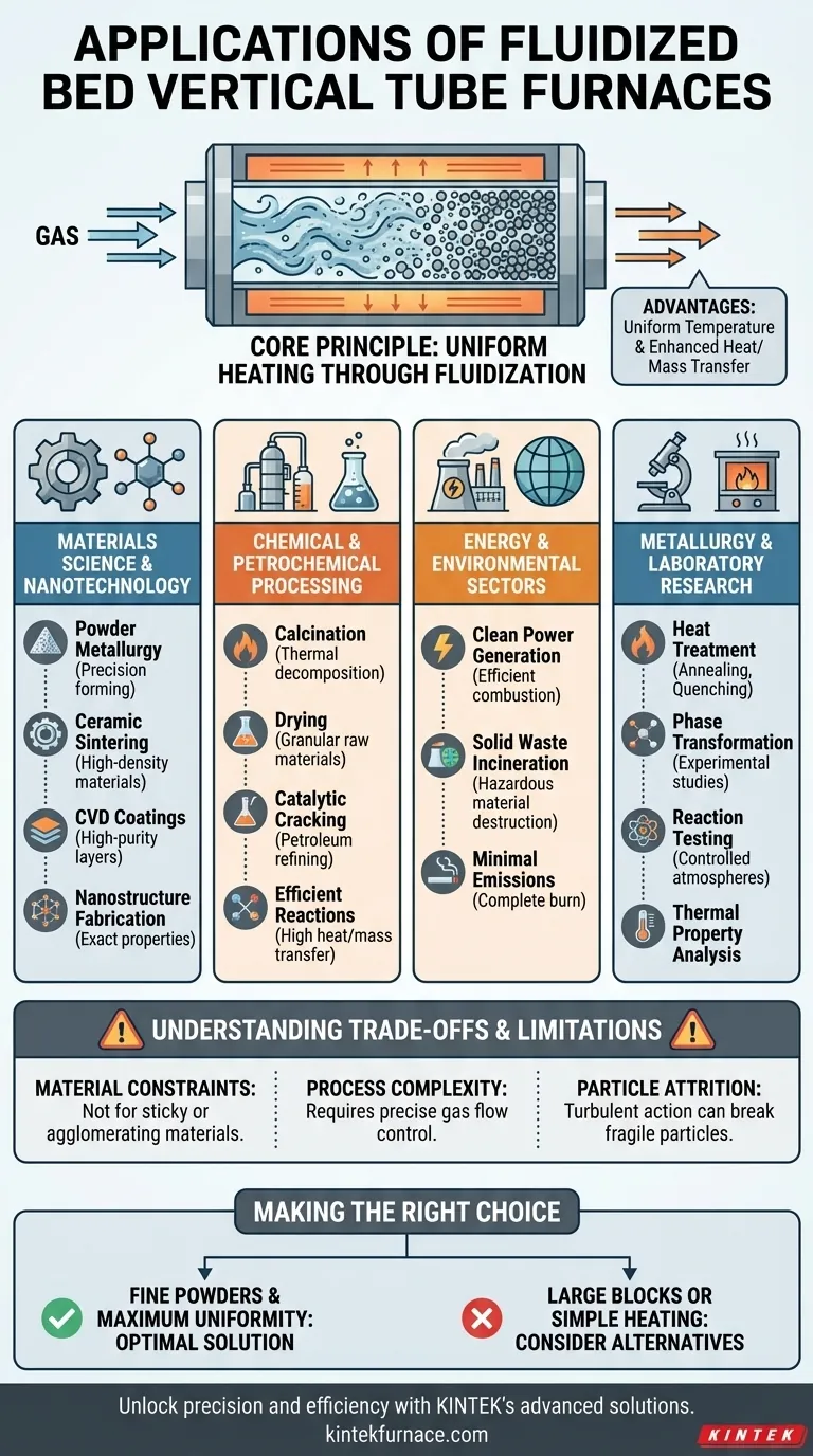 In which fields are fluidized bed vertical tube furnaces commonly applied? Explore Key Uses in Materials Science and Energy Visual Guide