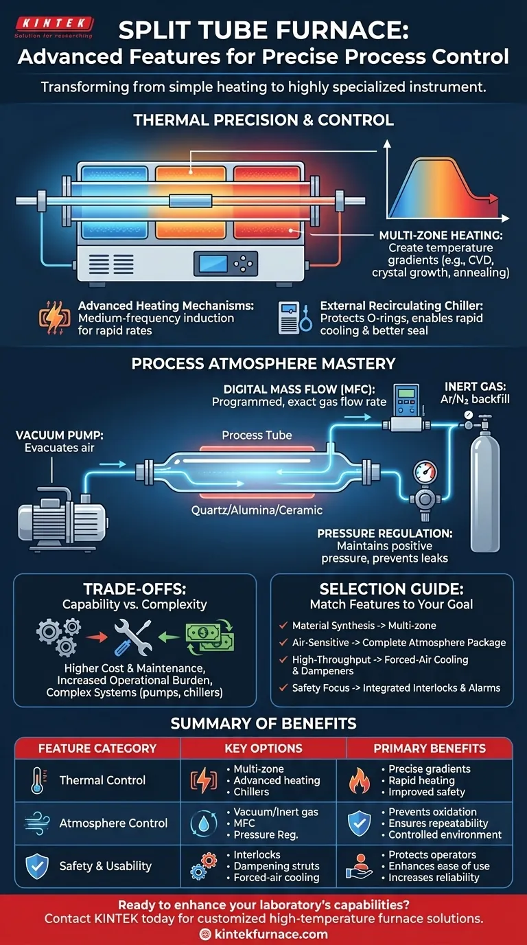 Que recursos adicionais um forno tubular bipartido pode ter? Aumente a Precisão e o Controle do Seu Laboratório Guia Visual