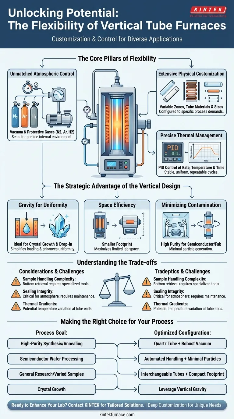 In che modo un forno a tubo verticale è flessibile e versatile? Sblocca soluzioni personalizzate per il tuo laboratorio Guida Visiva