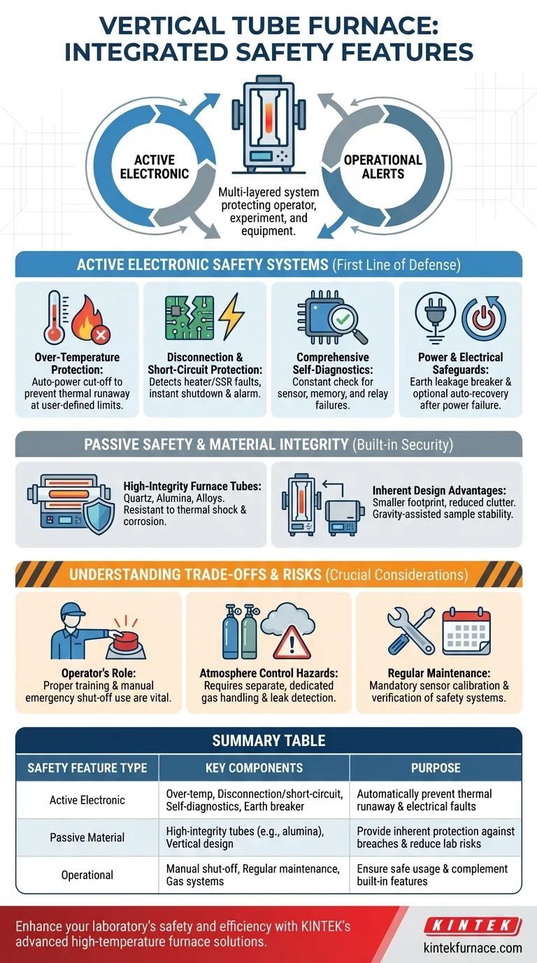 Quali caratteristiche di sicurezza sono incluse in un forno a tubo verticale? Garantire la protezione dell'operatore e delle apparecchiature Guida Visiva