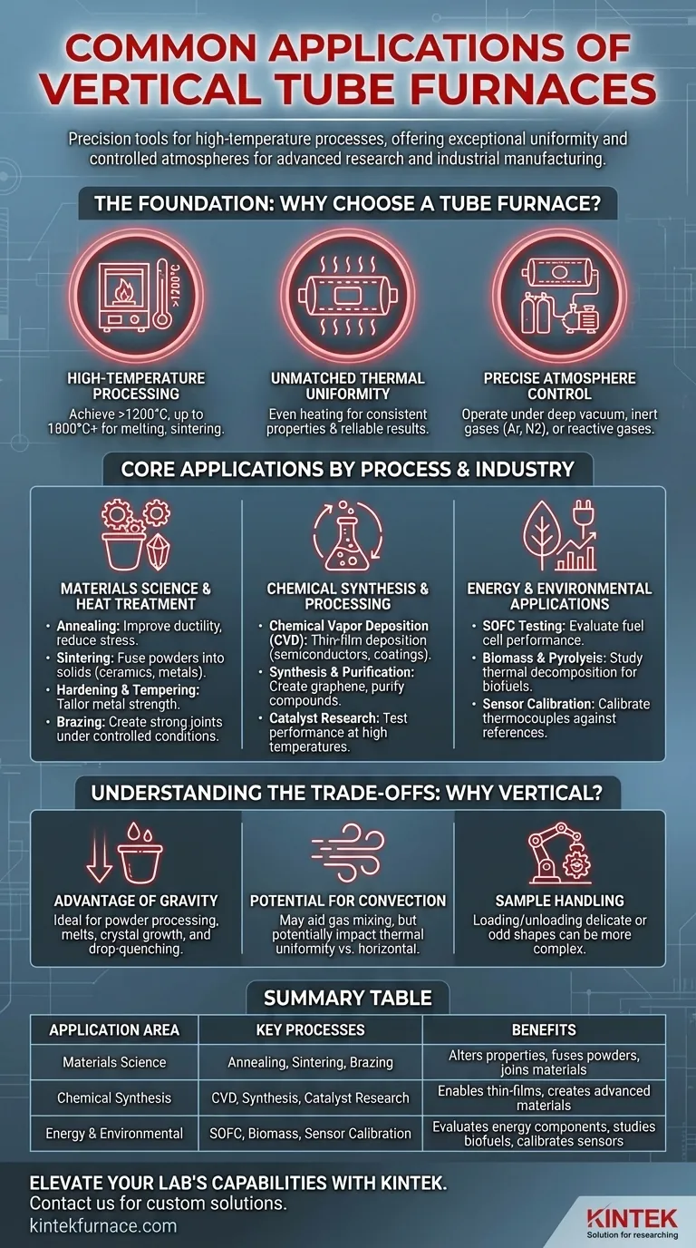 Каковы некоторые общие области применения вертикальных трубчатых печей?Прецизионный нагрев для различных отраслей промышленности Визуальное руководство