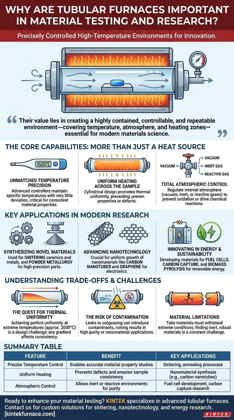 Perché i forni tubolari sono importanti nei test e nella ricerca sui materiali? Sblocca la precisione per lo sviluppo di materiali avanzati Guida Visiva