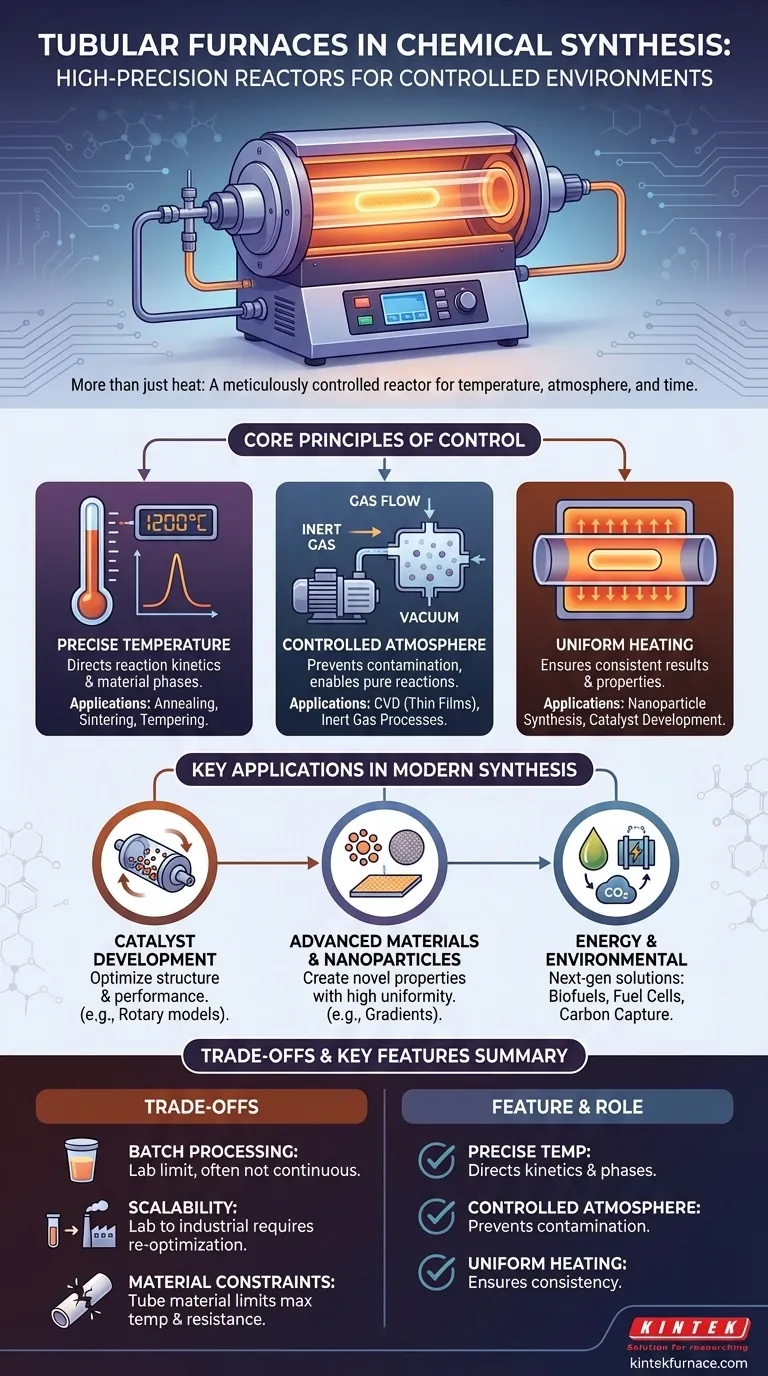 Come vengono utilizzati i forni tubolari nella sintesi chimica? Sblocca la Creazione Precisa di Materiali Guida Visiva