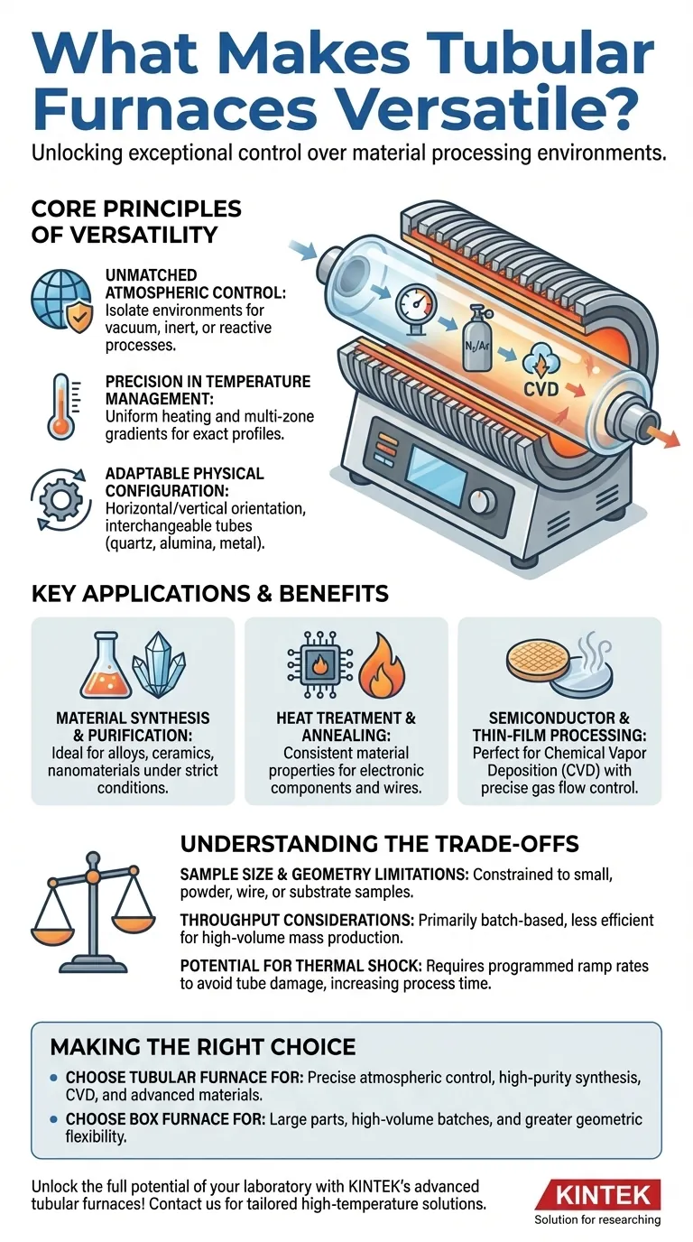 O que torna os fornos tubulares versáteis? Desbloqueie a Precisão no Processamento de Materiais Guia Visual