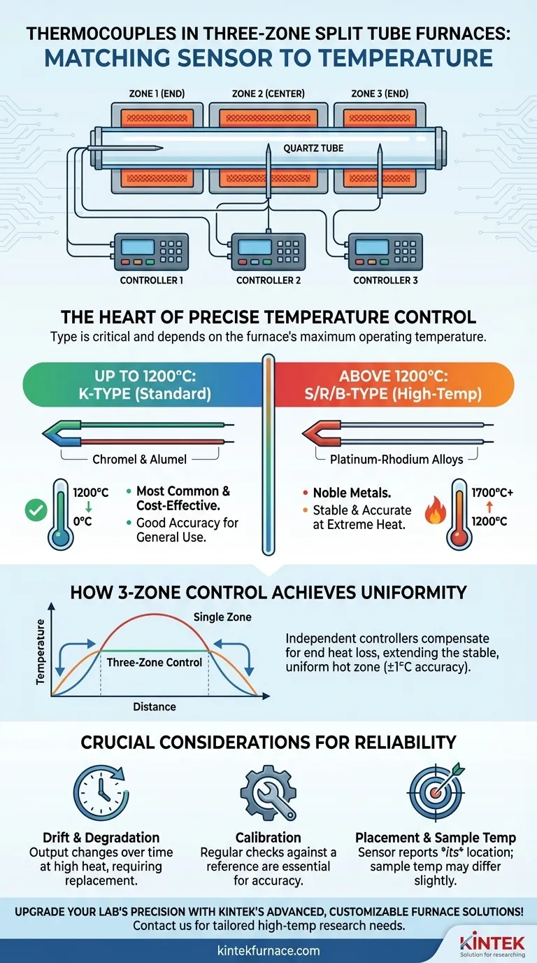Welcher Thermoelementtyp wird in Mehrzonen-Rohröfen verwendet? Wählen Sie den richtigen Sensor für präzise Steuerung Visuelle Anleitung