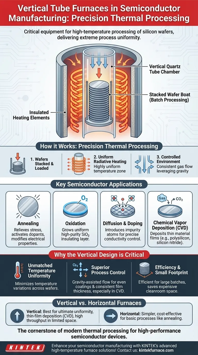 Wofür wird ein vertikaler Röhrenofen bei der Halbleiterfertigung verwendet? Unerlässlich für die hochpräzise thermische Verarbeitung Visuelle Anleitung