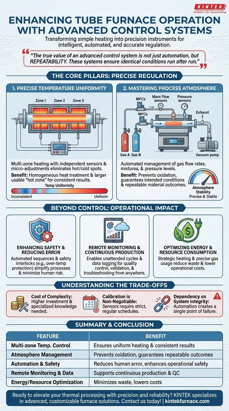 Comment les systèmes de contrôle avancés améliorent-ils le fonctionnement d'un four tubulaire ? Améliorer la précision et l'efficacité du traitement thermique Guide Visuel
