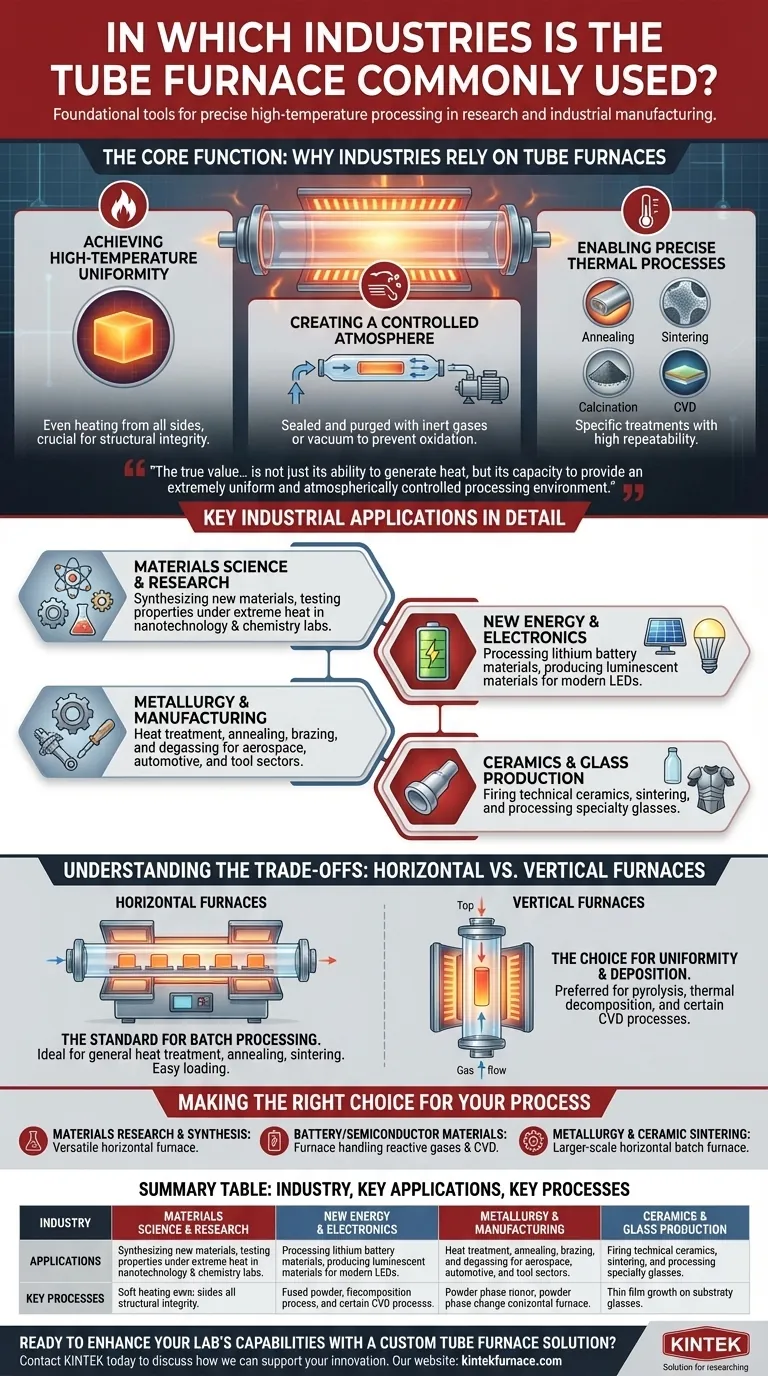 في أي الصناعات يتم استخدام فرن الأنبوب بشكل شائع؟ أساسي لعلوم المواد والطاقة وغيرهما دليل مرئي