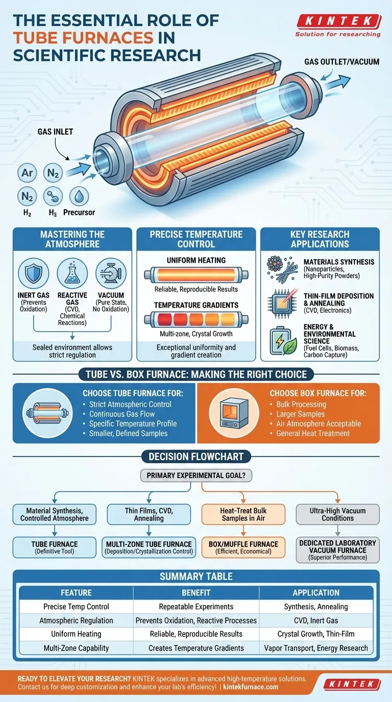 Why are tube furnaces considered essential for scientific research? Unlock Precise High-Temperature Control Visual Guide