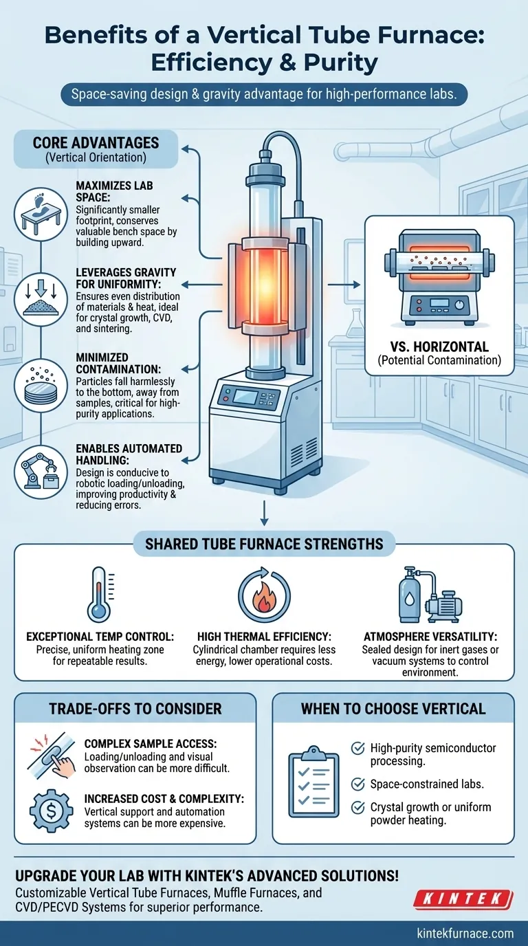 Quali sono i vantaggi di un forno a tubo verticale? Massimizza Spazio e Purezza nel Tuo Laboratorio Guida Visiva