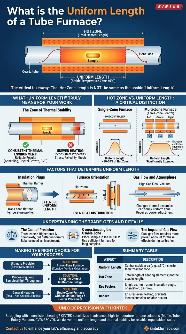 What is the uniform length of a tube furnace? Maximize Thermal Stability for Reliable Results Visual Guide