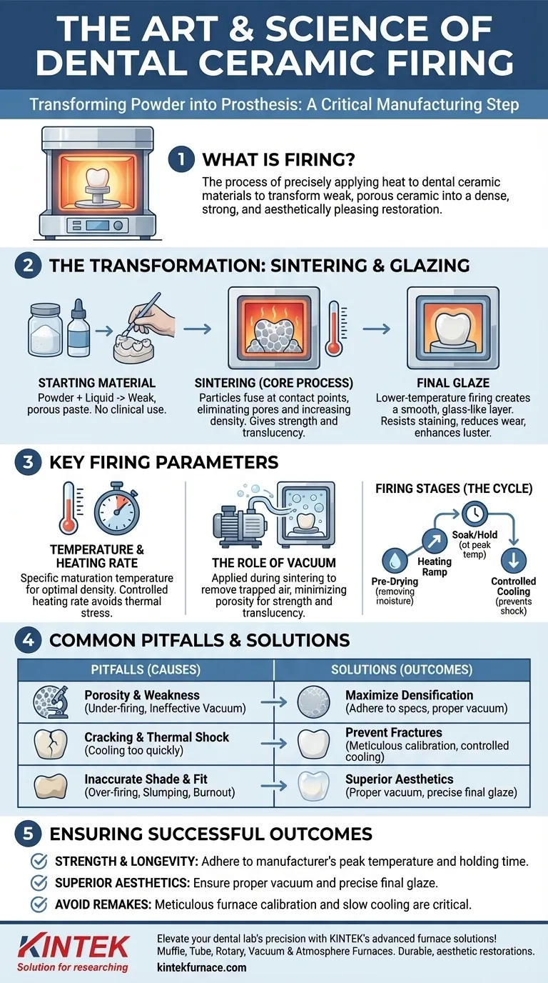 Qual processo envolve a aplicação de calor em materiais cerâmicos dentários? Queima Mestra para Restaurações Dentárias Duráveis Guia Visual