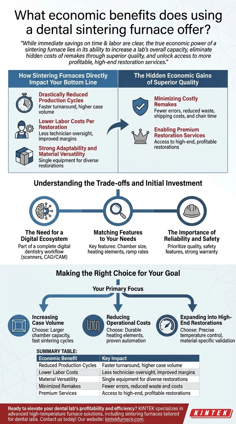 Quais são os benefícios económicos de utilizar um forno de sinterização dentária? Aumente os lucros com fluxos de trabalho de laboratório dentário mais rápidos e automatizados Guia Visual