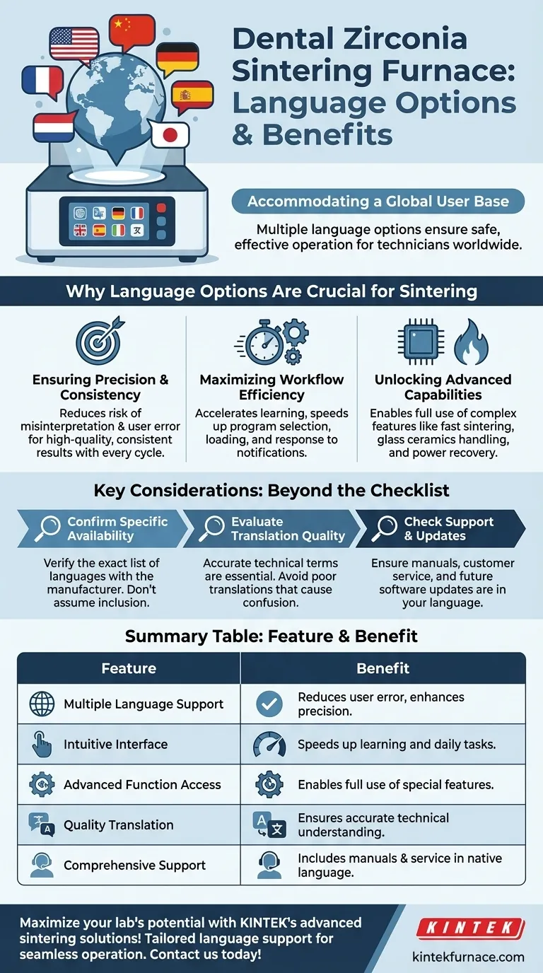 歯科用ジルコニア焼成炉で利用可能な言語オプションは何ですか？ラボで精度と効率を確保しましょう ビジュアルガイド