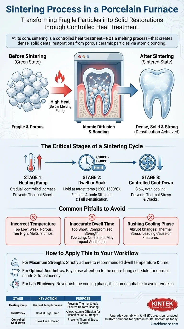 ¿Qué es el proceso de sinterización en un horno de porcelana? Logre restauraciones dentales fuertes y densas Guía Visual
